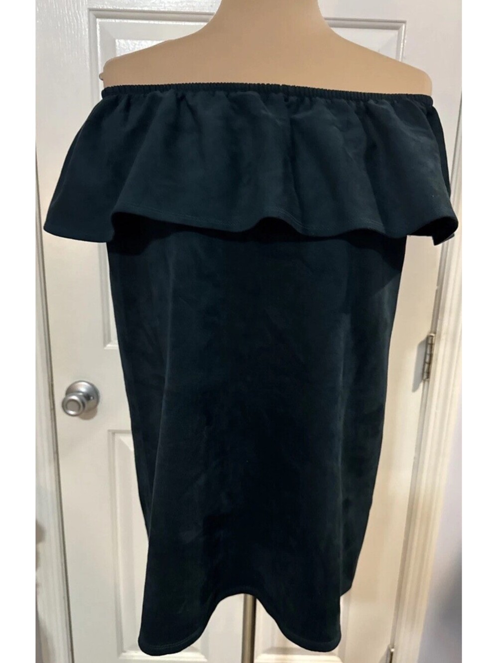 Newbury Kustom Boutique Dark Green Muslin Off Shoulder Boho Peasant Top Shirt M